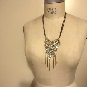 Iris Apfel & Bajalia Clear Rhinestone Gold Toned Statement Necklace